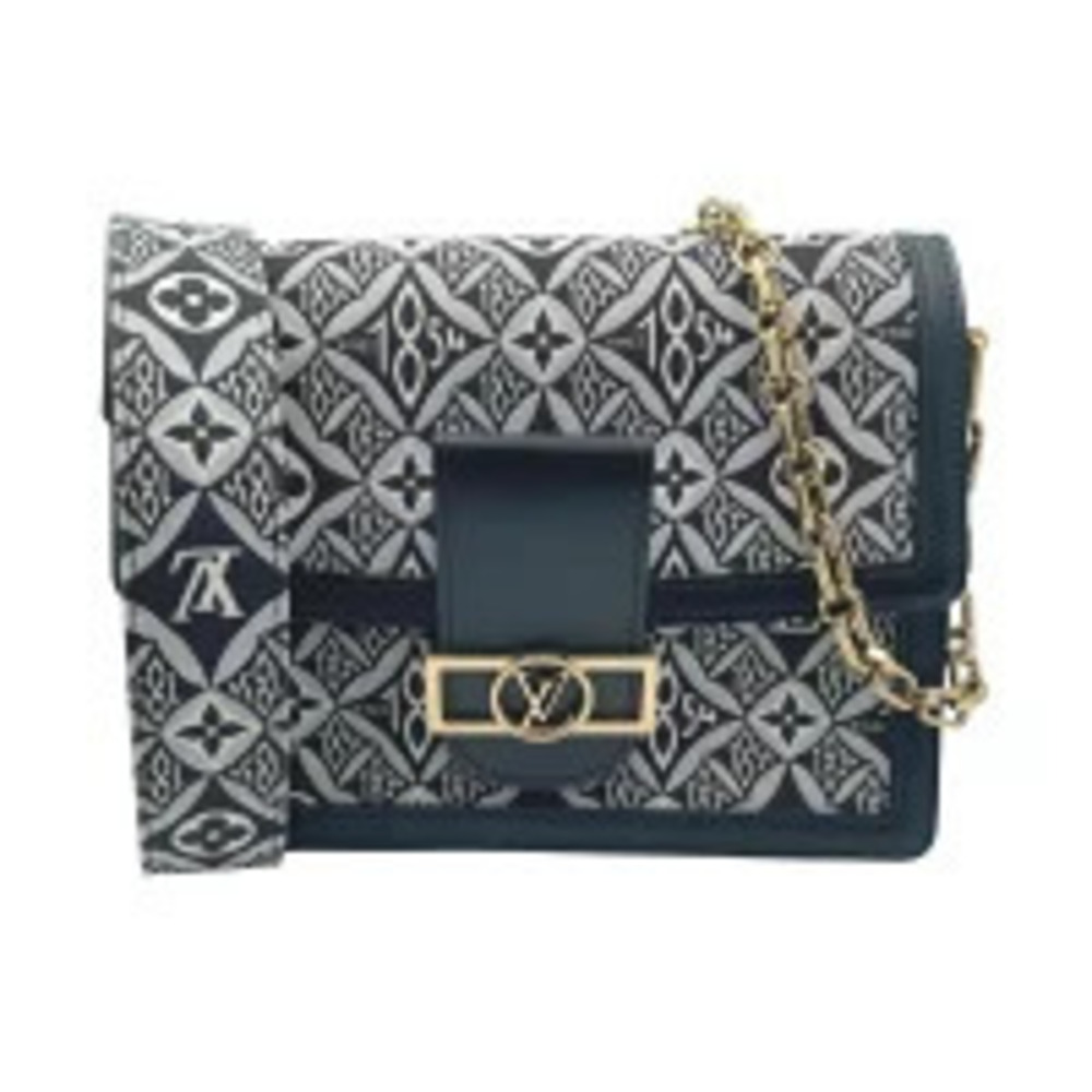 Louis Vuitton Dauphine Shoulder Bag Monogram Canvas Leather Jacquard Black